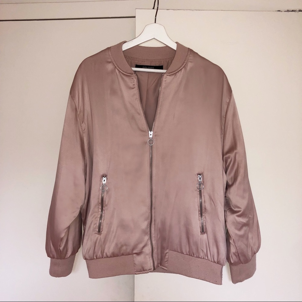 ❤️ ZARA BLUSH PINK SATIN BOMBER JACKET ❤️